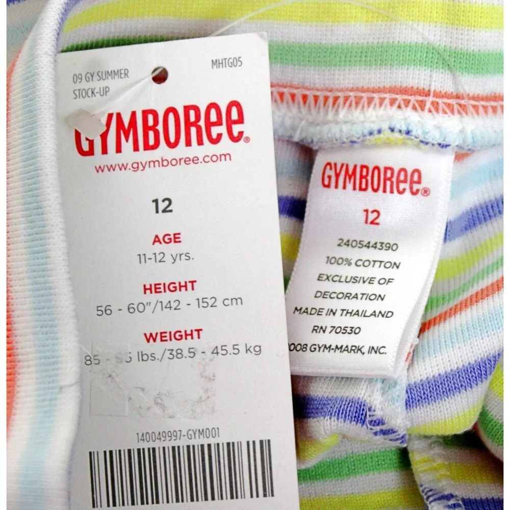 NWT 2009 Gymboree Mermaid Magic Stripe Cotton Shorts sz 12 Pastel Multi-color